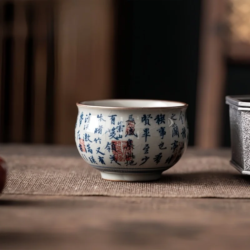 Traditionelle Chinesische Porzellan-Teetasse Blau-Weiße Keramik Gongfu-Teetasse für Zuhause Büro Meditation Zen-Dekoration