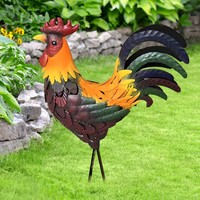 Iron Rooster Sculpture Lifelike Iron Rooster Sculpture Rust-Proof Animal Lawn Ornament for Home Patio Backyard Garden Decoration