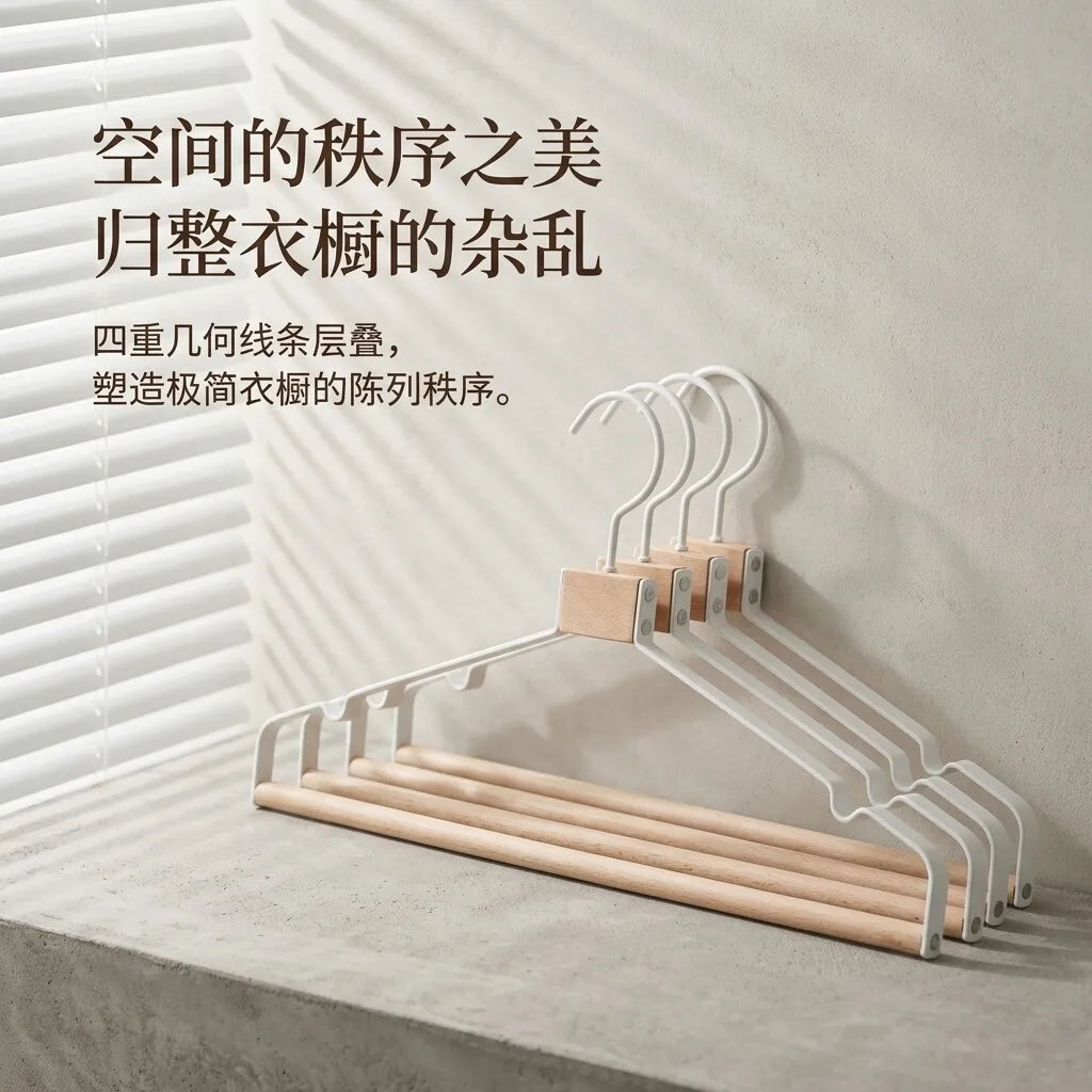 French Cream Style Light Luxury Beech Clothes Hanger Coat Seamless Household Chapelet Wardrobe Cloakroom Solid Wood Hanger