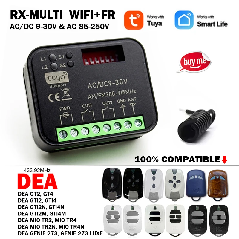 New RX-MULTI 300 a 868 MHz Tuya WIFI Remote Control Receiver For DEA GT2 GT4 GTI2 GTI4 GT2N GT4N GT2M MIO TD2 TR2 TR2N GENIE 273