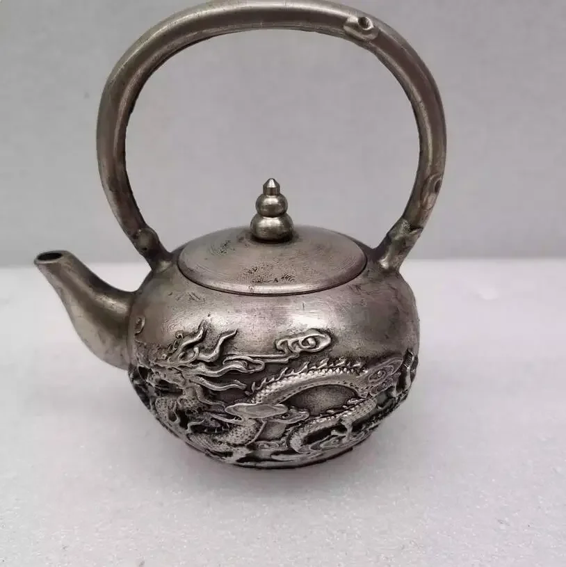 Metal Dragon and Phoenix Lifting Beam Tea Pot and Wine Pot Decoration Decoration Home Office Cultural and Creative Decoration