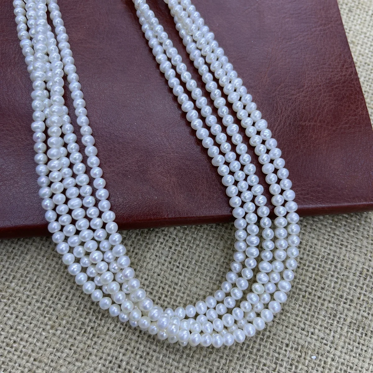 

3-4mm AAAA Sparkle Natural Freshwater Round White Pearl Loose Bead Jewelry Make DIY Necklace Bracelet Accessories Women Wedding