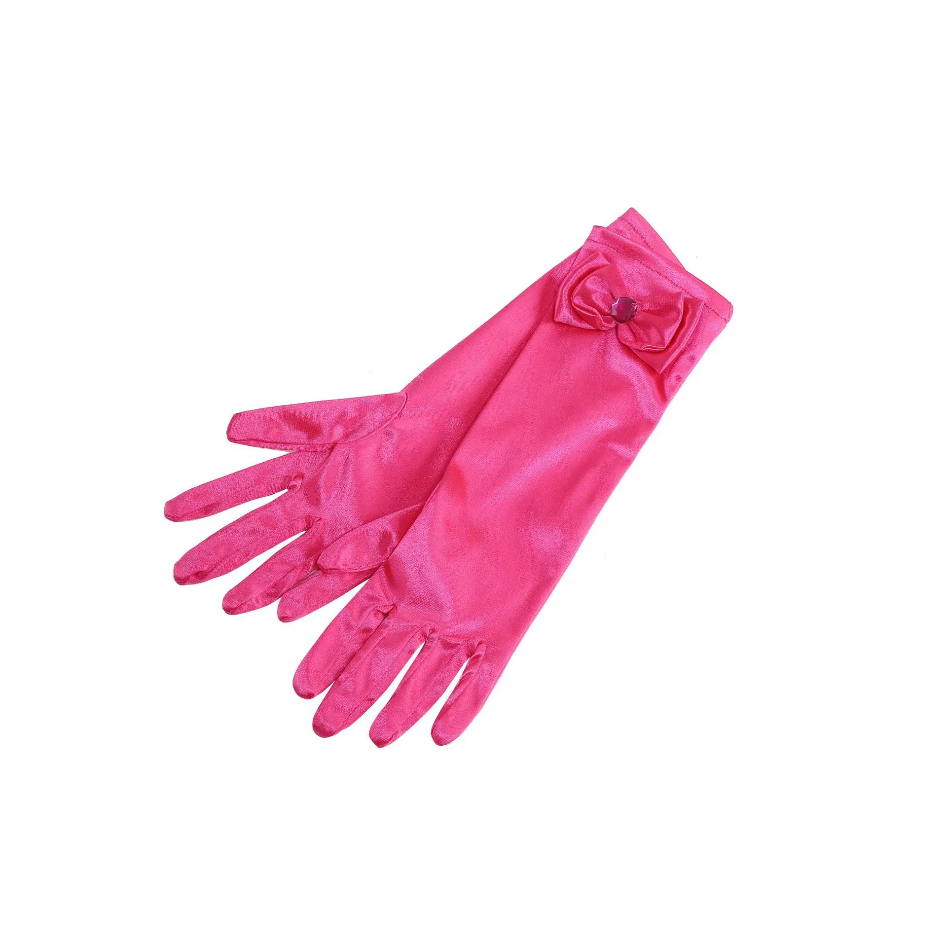 Girls Princess Long Gloves Satin Dress Up Costume Gloves with Bows Candy Color Kids Formal Gloves for 3-8 Years Kids Birthday