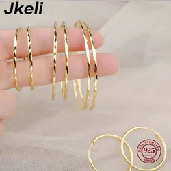 Jkeli Genuine 925 Sterling Silver Fashion Korean Simple Hoop Earrings for Women Men Charming Chic Party Jewelry Accessories