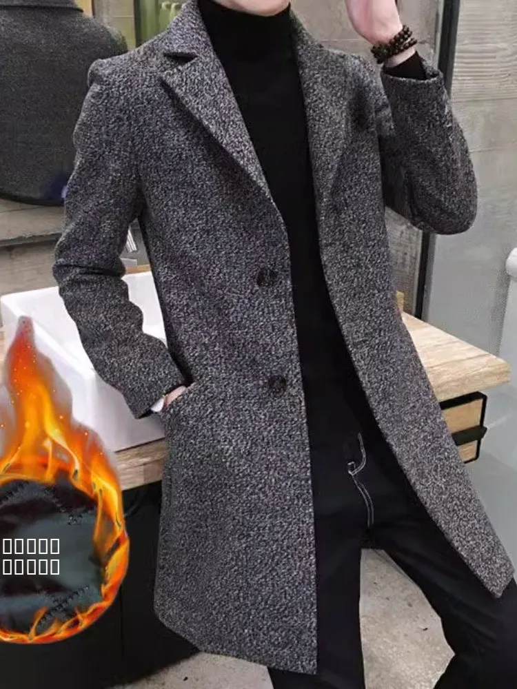 

New 2023 Men's Thiened Woolen Jaet Casual Versatile ort Coat Spring Autumn Sle Stand Fit Breathable Children's Coat