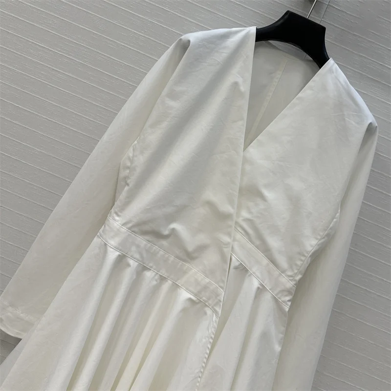 Damenkleider Neues asymmetrisches, plissiertes, schmales Minikleid für den Herbst 2026, 100 % reine Baumwolle, V-Ausschnitt, kurze Kleider, Y2K-Hemdkleid