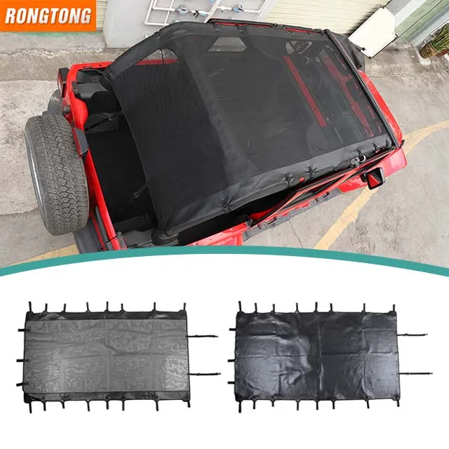 

4 Doors Car Accessories Sunshade Mesh Full Cover Leather Soft Top For Jeep Wrangler JK 2007-2017
