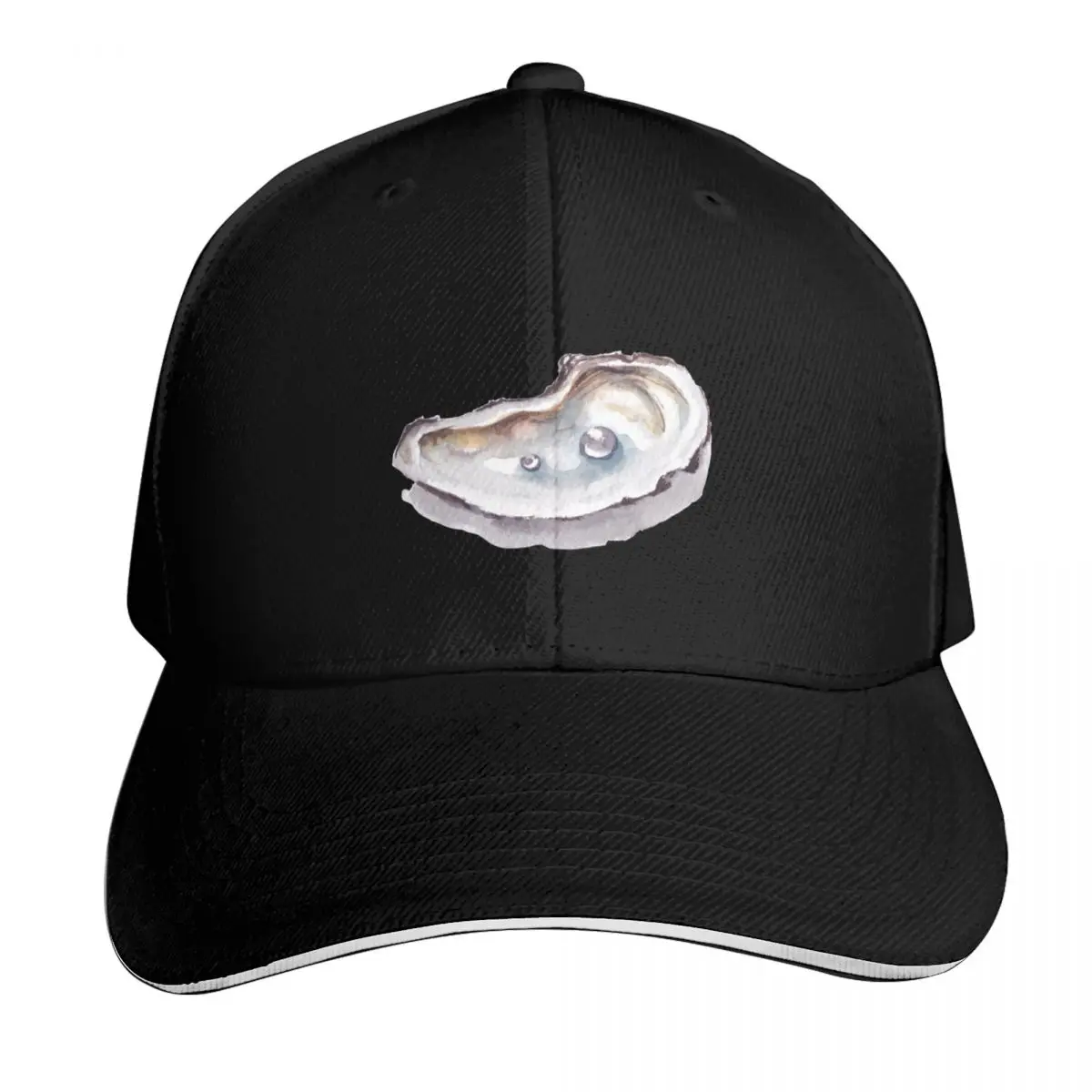 Watercolour painting of an oyster shell with shiny pearls Baseball Cap Men Women Casual Summer Sport Sun Cap