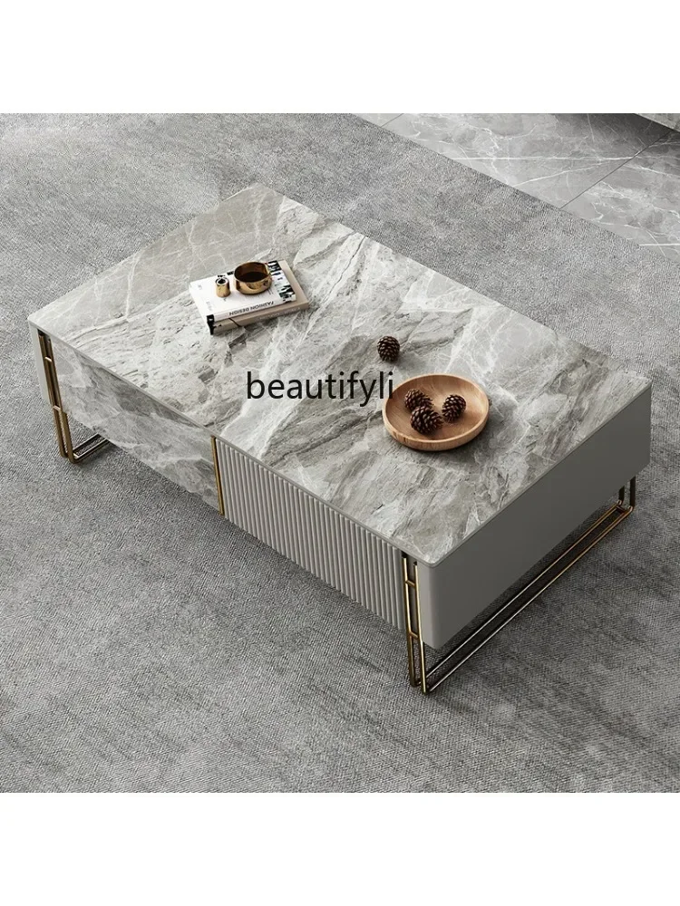 182Q Light luxury rock slab coffee table Italian style modern simple living room designer creative tea table home