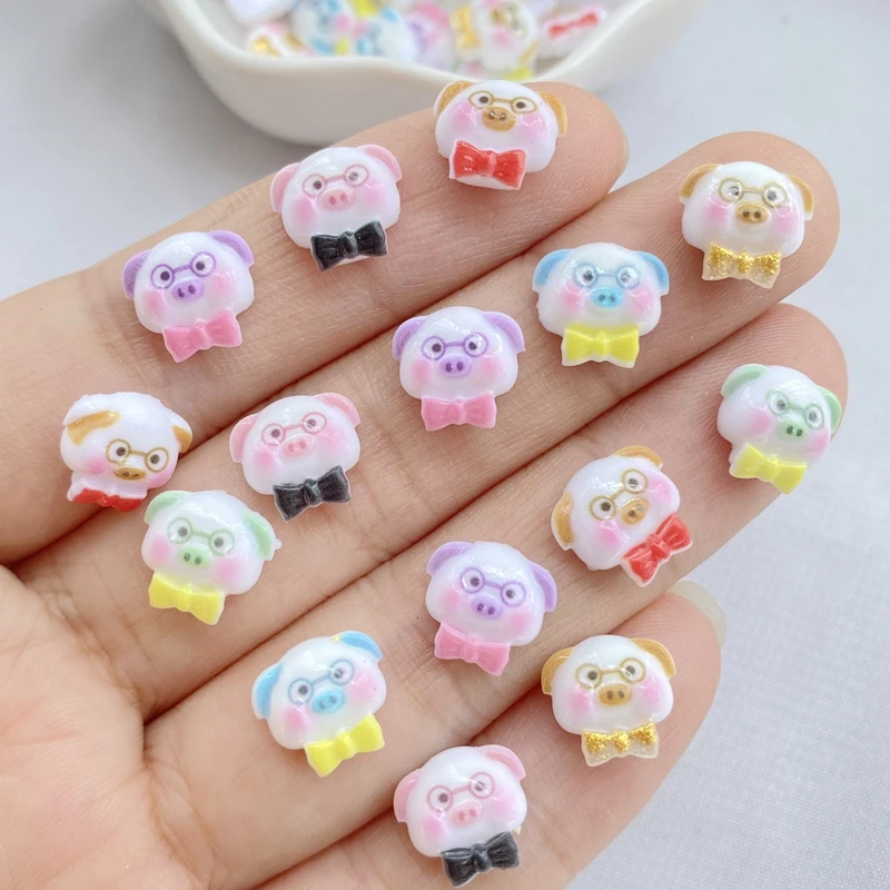 50Pcs Mixed Nail Art Resin Cartoon Piglet Series Charms Rhinestones DIY Craft For Nail 3D Decorations Jewelry