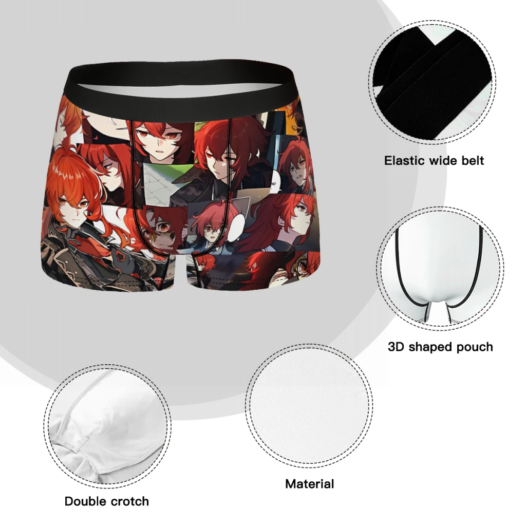 Diluc Collage Genshin Underpants Breathbale Panties Men\'s Underwear Sexy Shorts Boxer Briefs