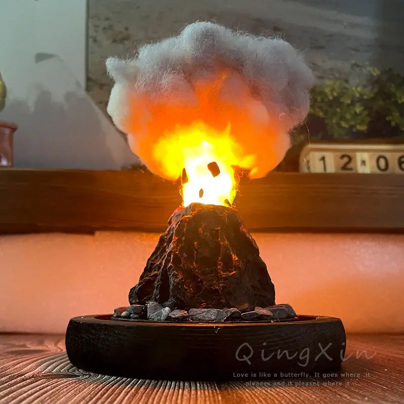 DIY Volcano Night Light Volcanic Eruption Seashell Sea Urchin บรรยากาศโคมไฟตกแต่งของขวัญสําหรับแฟน