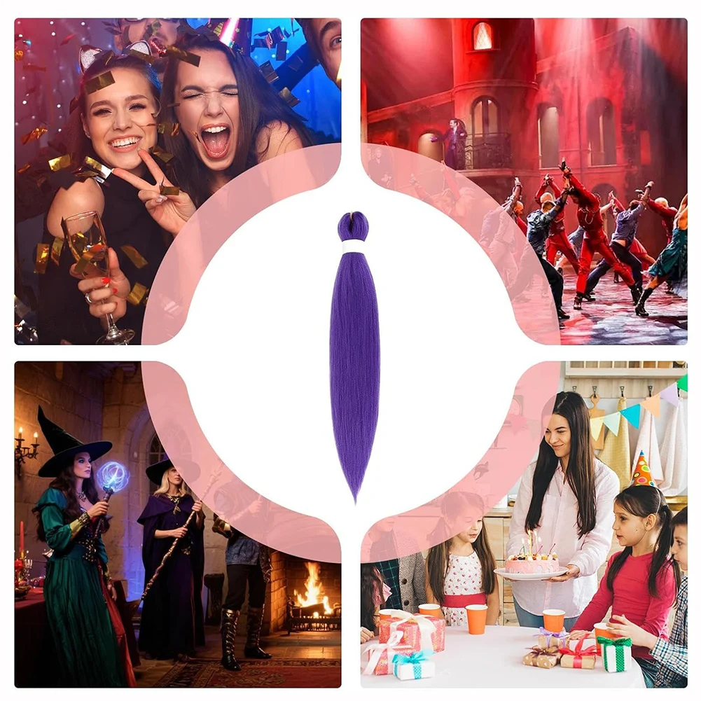 الأرجواني الشعر التمديد قبل امتدت تجديل الشعر الاصطناعية الطويلة لينة القشرية الإحساس Knotless الاطفال الكبار وصلات شعر