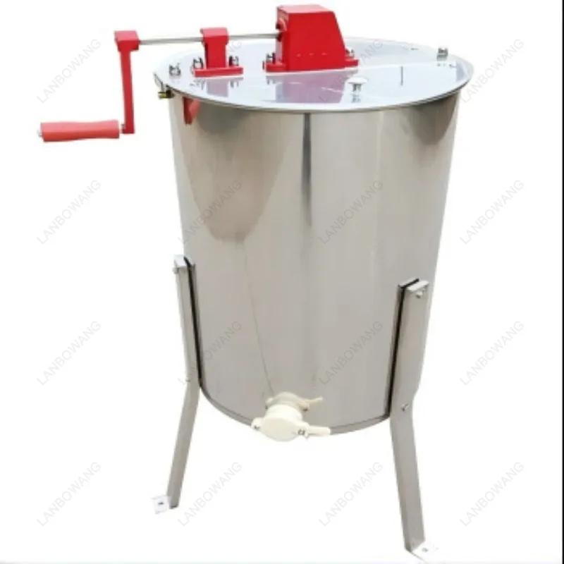 Manual 3-frame Stainless Steel Honey Shaker with Bracket, Honey Flow Port Closed Gear
