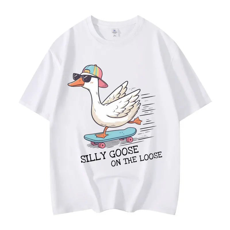 

Funny Silly Goose Meme Graphic T Shirts Men Women Clothing Fashion Cartoon T-shirts Summer Casual Cotton Short Sleeve T-shirt