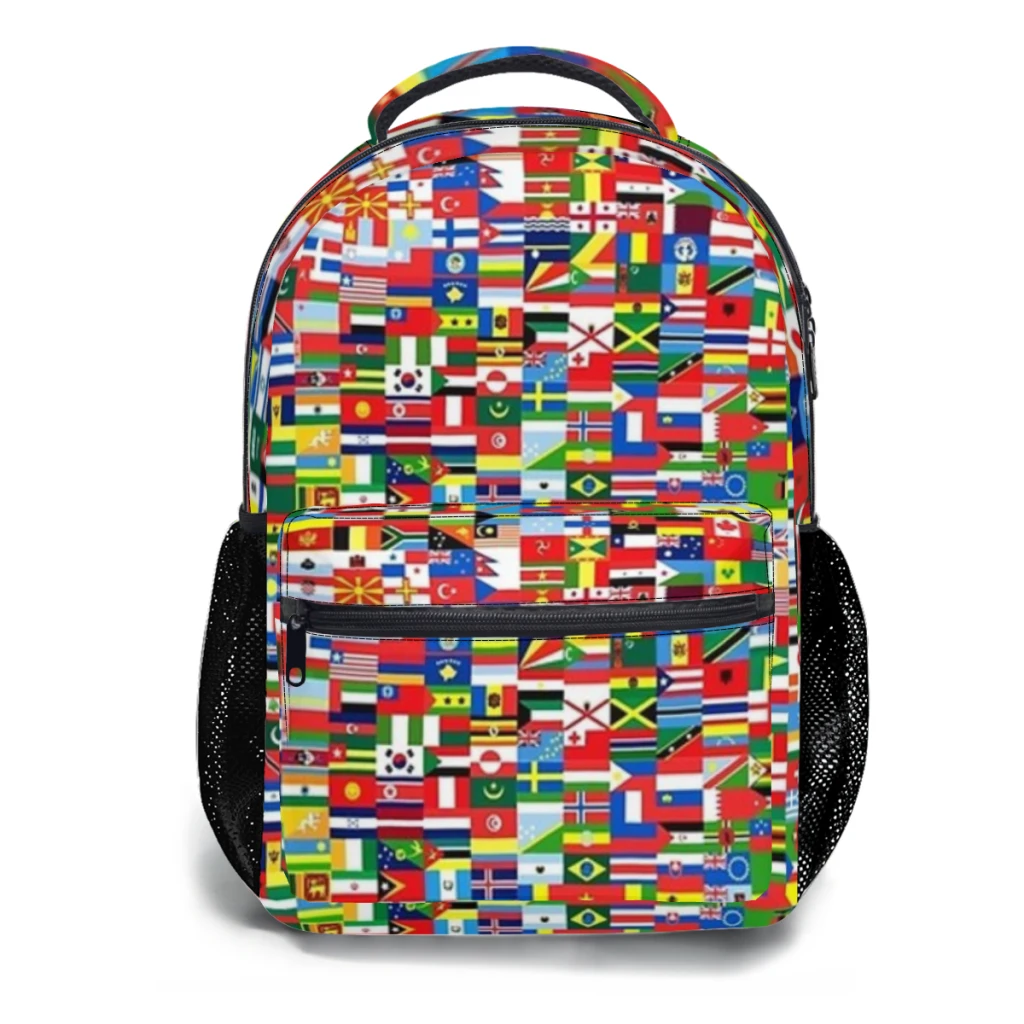 Flags Printing Lightweight Casual Children's Youth Backpack กระเป๋านักเรียน 17 นิ้ว