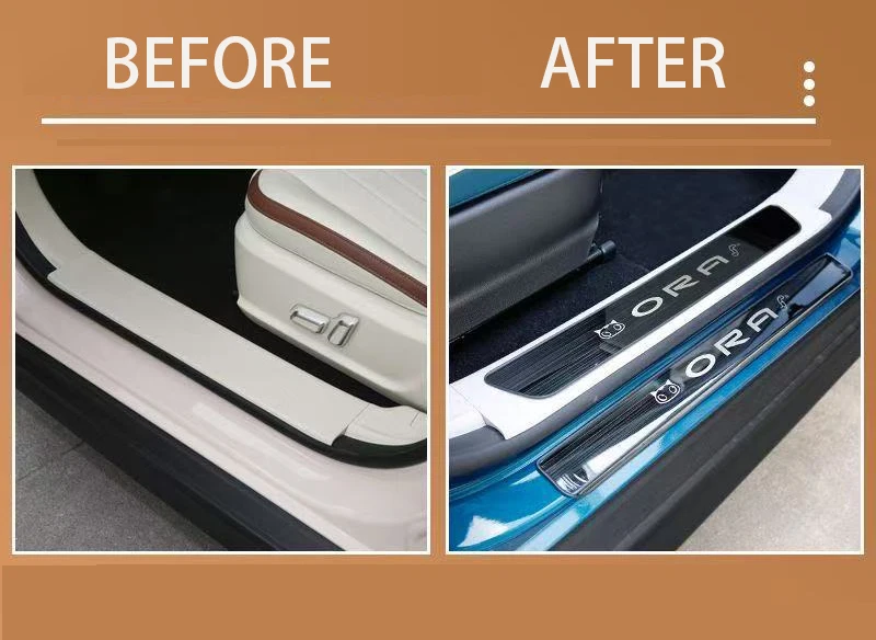 الفولاذ المقاوم للصدأ ل ORA FUNKY CAT 03 E-TECH GT LIGHTING CAT 2025 2024 2023 عتبة باب السيارة لوحة بالية جدار كبير ملحقات السيارة #2