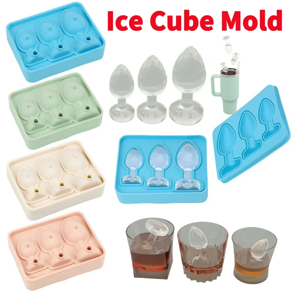 Silicone Prank Butt Plug Shaped Ice Cube Mold For Ice Chilling Whiskey Cocktails Fun Shape Ice Cube Molds Reusable Kitchen Tools