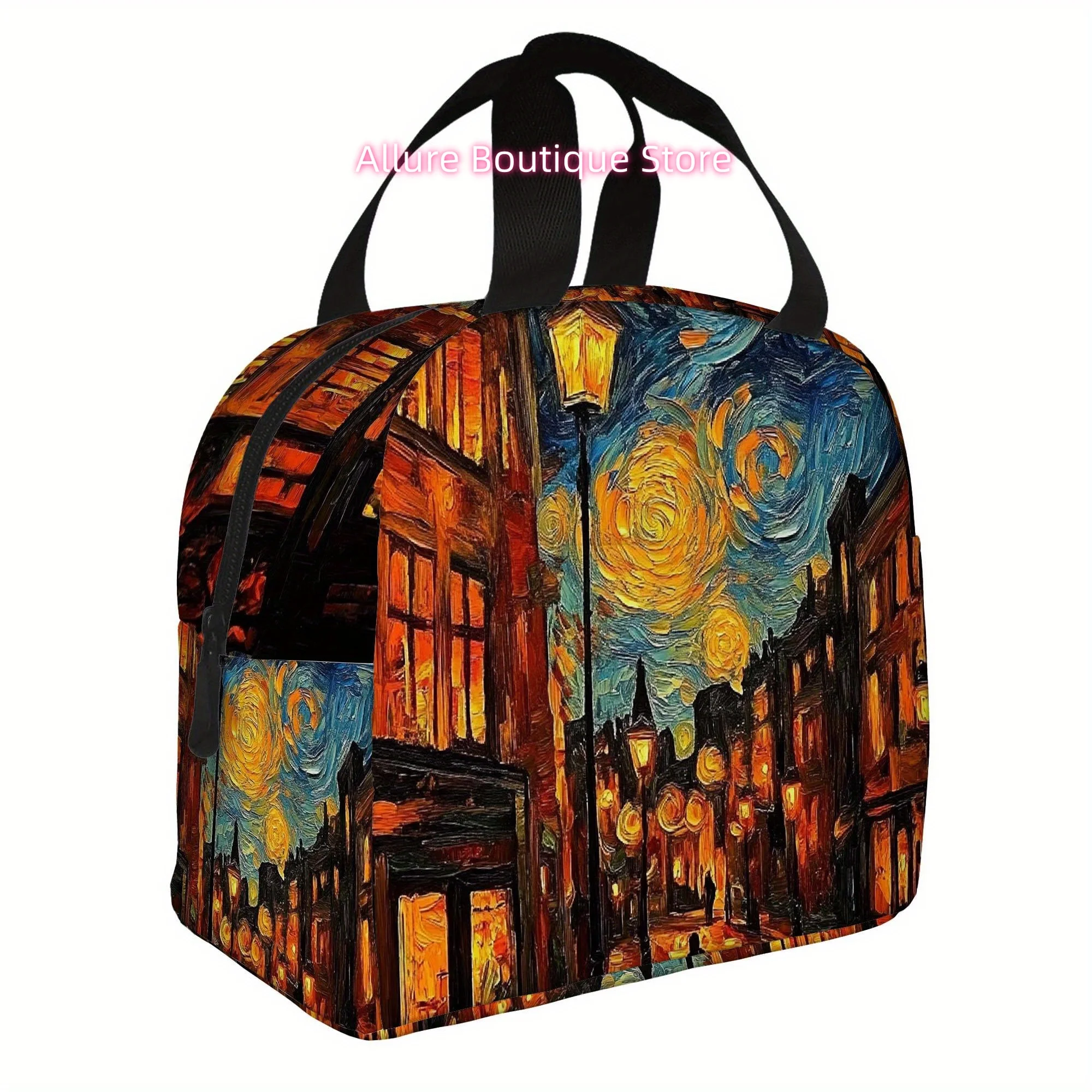1pc Van Gogh Starry Night Thermal Insulated Bag - Non-Food Contact Portable Thermal Bag with Van Gogh Painting Design, for Home,