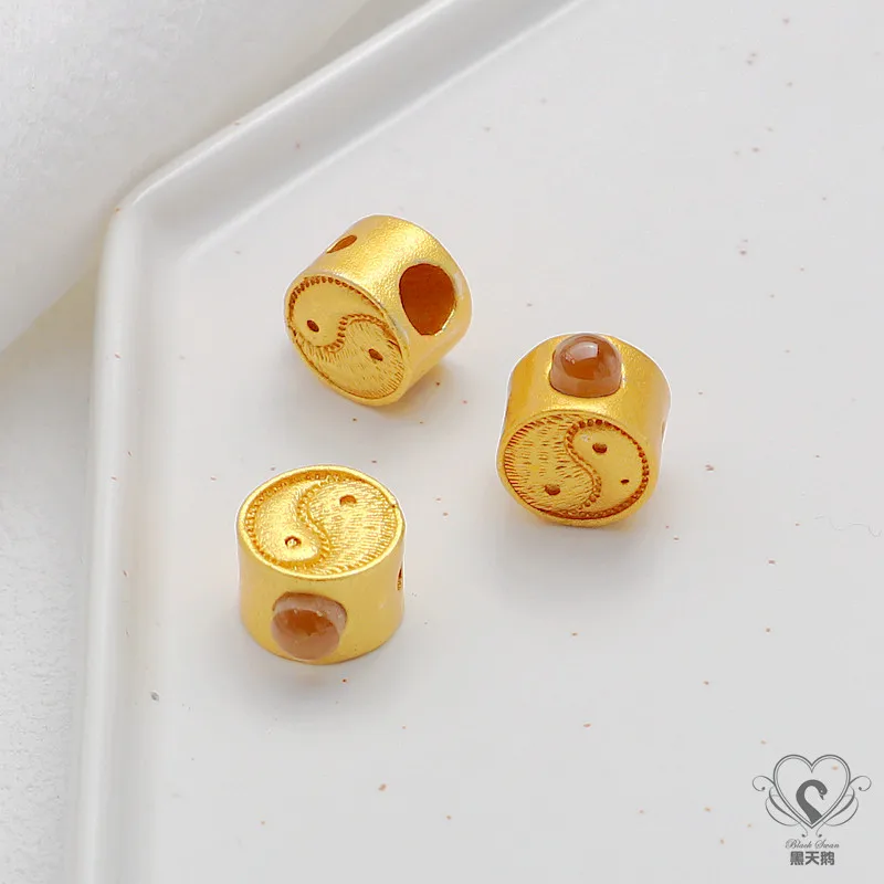 18K Gold-plated Matte Gold Rhombus Cylindrical Round Gossip Tee Pendant DIY Handmade Bracelet Necklace Earrings Pendant