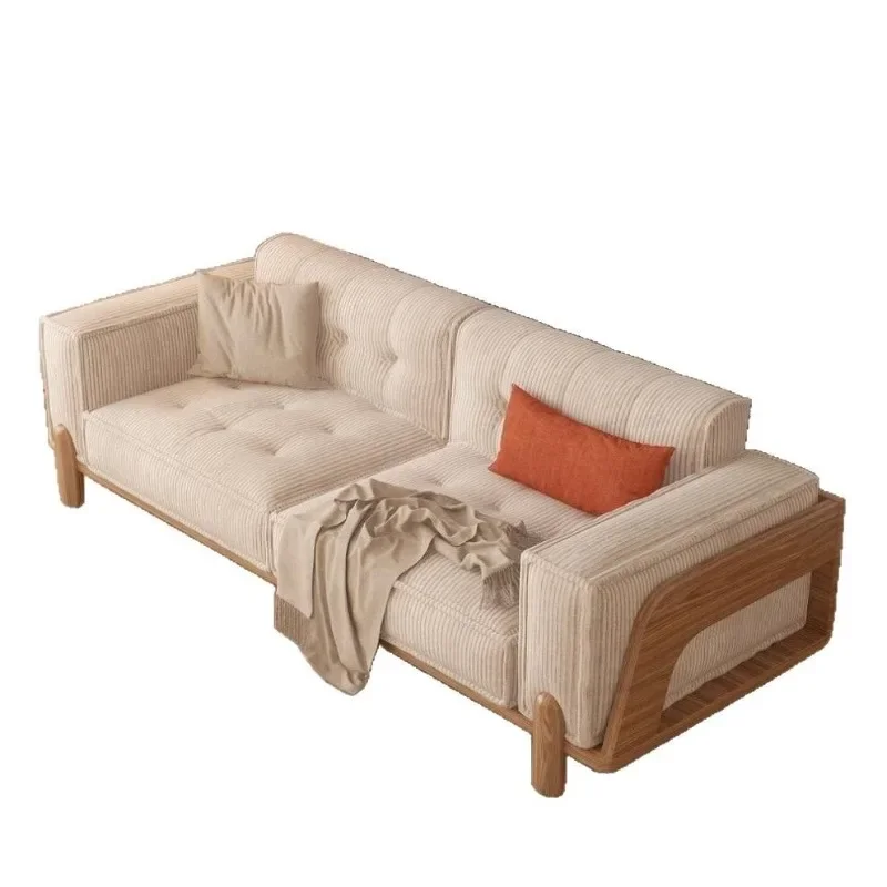 

Solid wood sofa small apartment simple modern living room double Nordic home