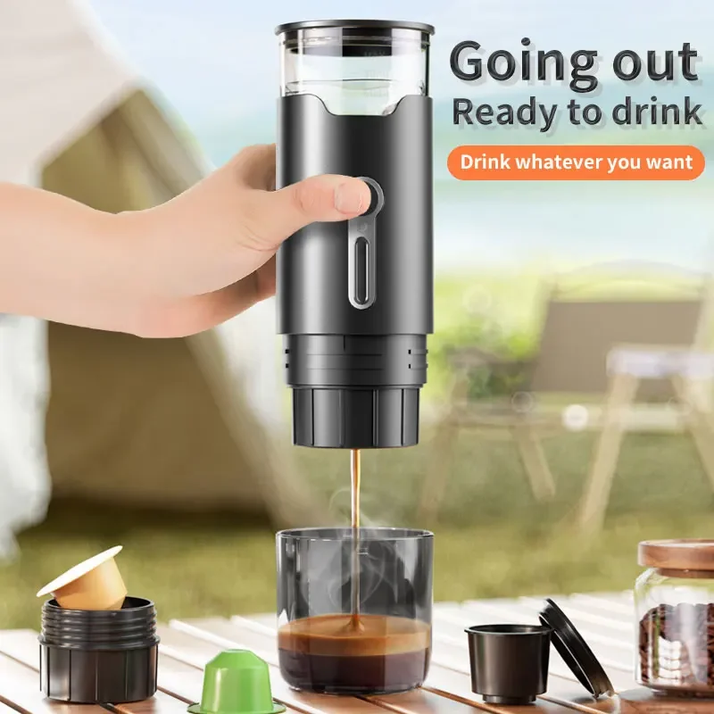 

Electric Portable Coffee Machine Portable Italian Espresso Machine for Car & Home 3-in-1 Capsule Powder Travel Coffee Maker