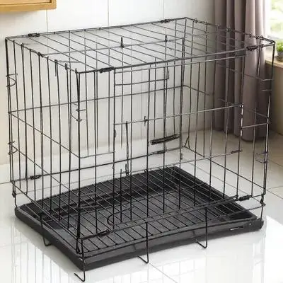 

1Set Folding Pet Cage Iron Wire Dog Crate Practical Kennel with Removable Tray Secure Lock Easy Assemble Pet Crate