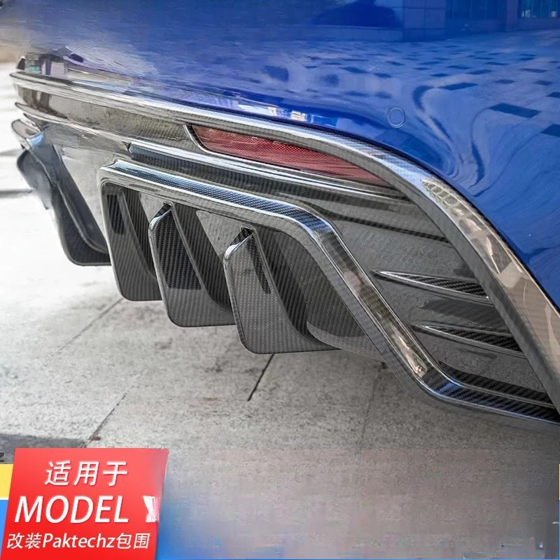 

For Tesla Model Y Modified Paktechz Small Surrounded Carbon Fiber Front Lip Front Shovel Side Skirt Back Lip