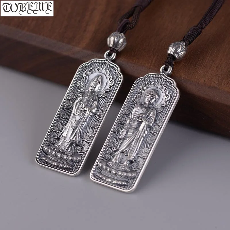 100% 925 Silver Tibetan Amitabha Buddha Pendant Buddhist Buddha Statue Amulet
