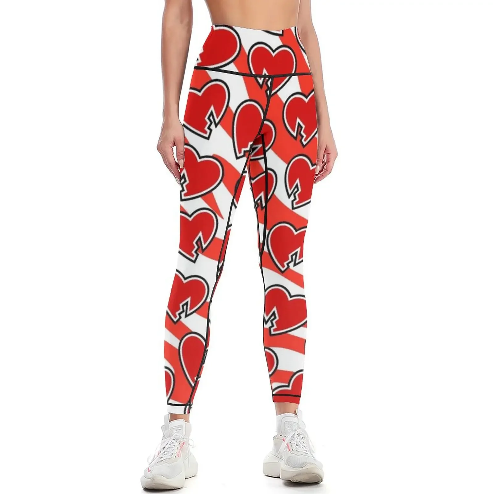 

HBK ONO '97 Red/White Heart Collage Leggings workout clothes for sports for gym sports tennis for flared Womens Leggings