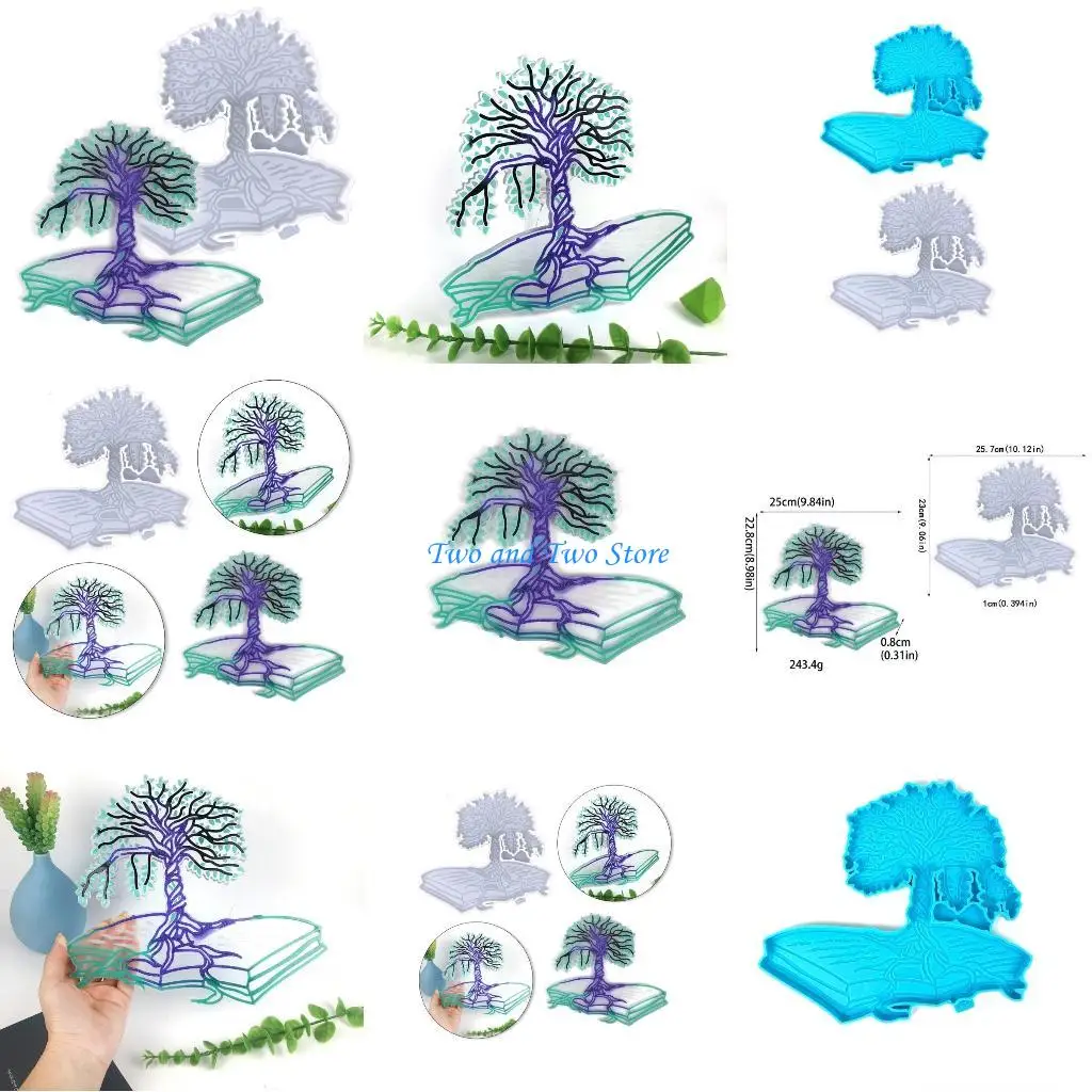 HX6F صفحة الكتاب راتنجات الايبوكسي قالب شجرة سيليكون قوالب DIY الفن جدار الحرفية للمنزل غرفة المعيشة شنقا الزينة #1