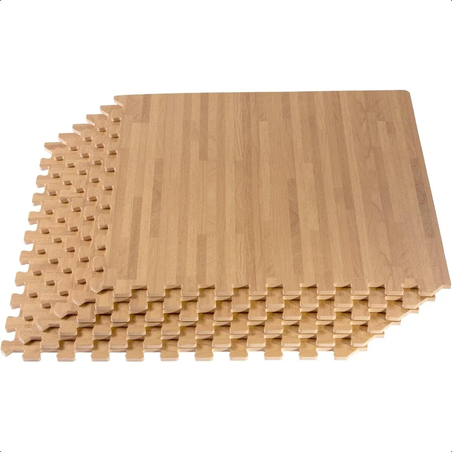Plancher forestier 3 8 pouces d'épaisseur carreaux de mousse imprimés Premium Grain de bois tapis de sol en mousse imbriqués sol antifatigue élégant Flo