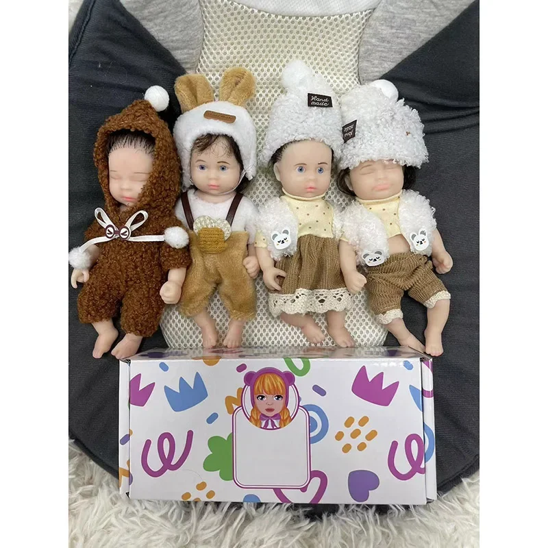 18cm Full Body Silicone Reborn Baby Doll Rooted Hair Lifelike Touch Soft Solid Silicone Stretchable Real Picture Kid Toy