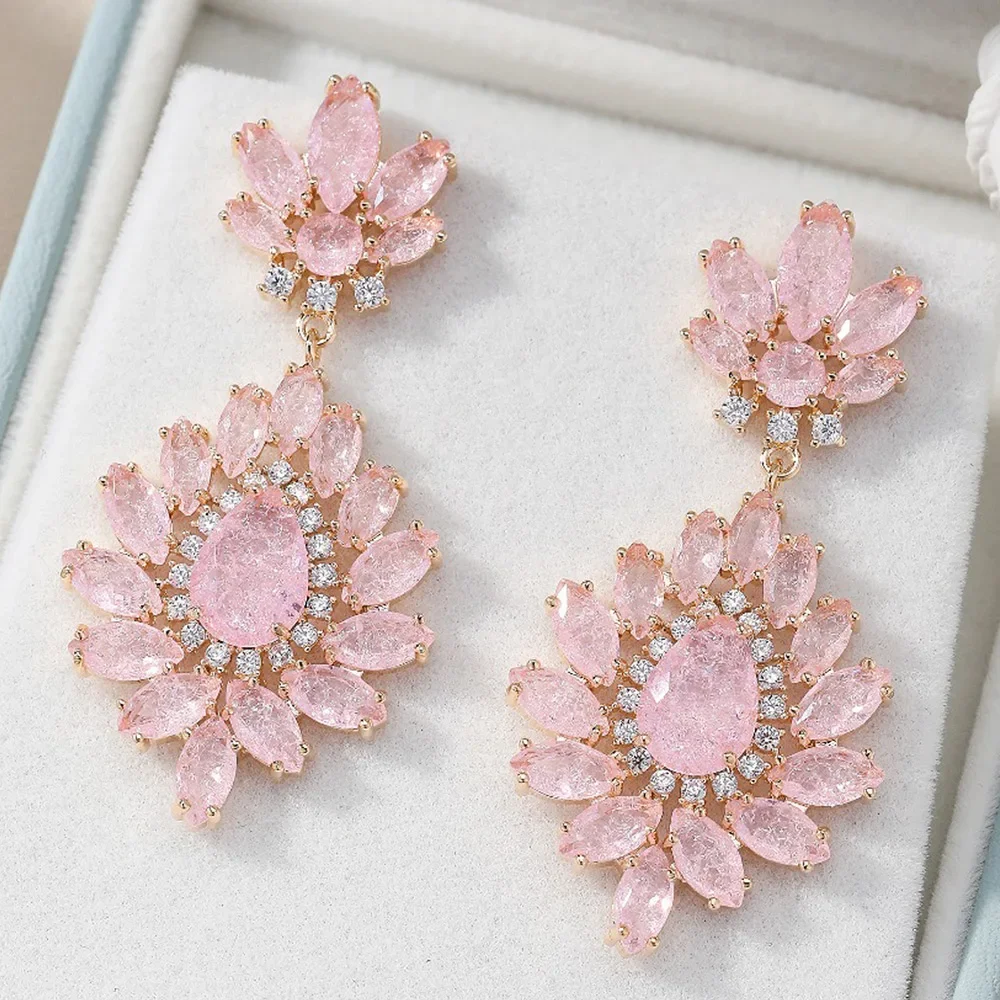 

Soramoore Summer Luxury Trendy Fashion Zircon Earrings For Women Bridal Drop Dangling Earrings Party Wedding Jewelry Gifts
