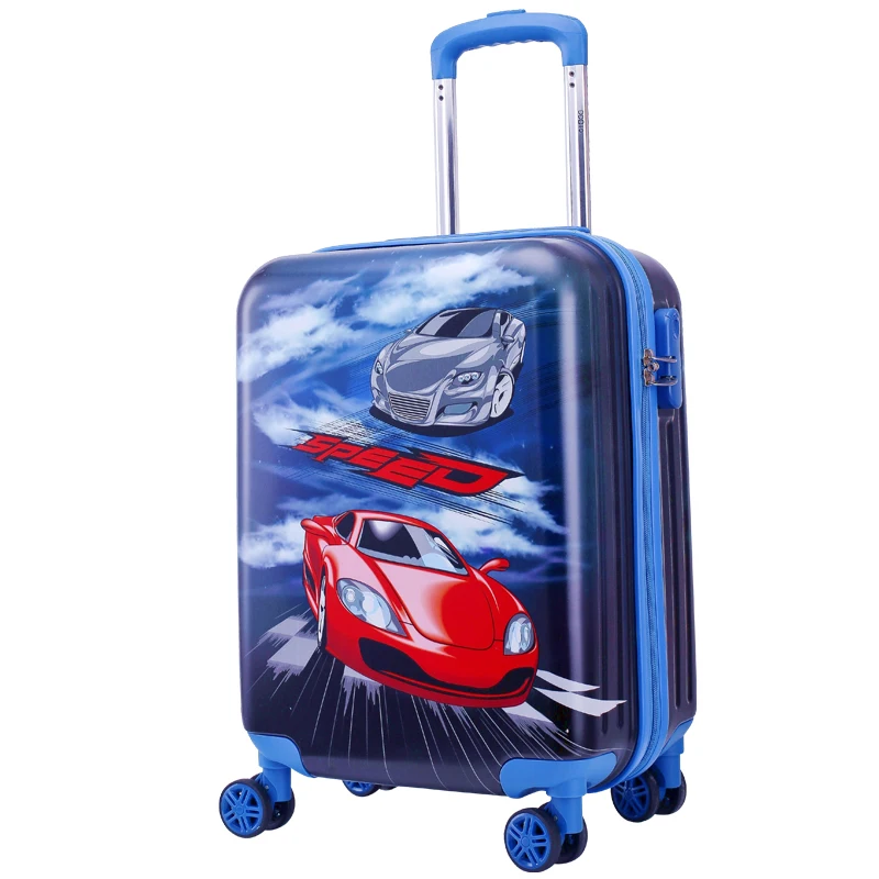 

19 inch kids travel suitcase on wheels car trolley luggage case for Boys gift cartoon rolling luggage bag carry on travel bags