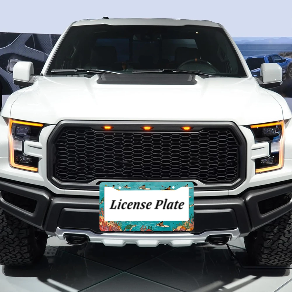 1 قطعة الأزرق الملونة تصفح نمط 2 حفرة إطار لوحة الرخصة مادة الألومنيوم 6x12 بوصة مع المسمار مجموعة متعة سيارة الديكور Gi