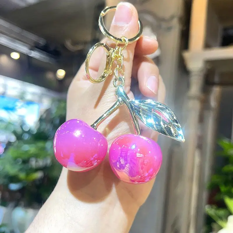 1X Exquisite Cute Cherry Keychain Simulated Fruit Keyring Pendant