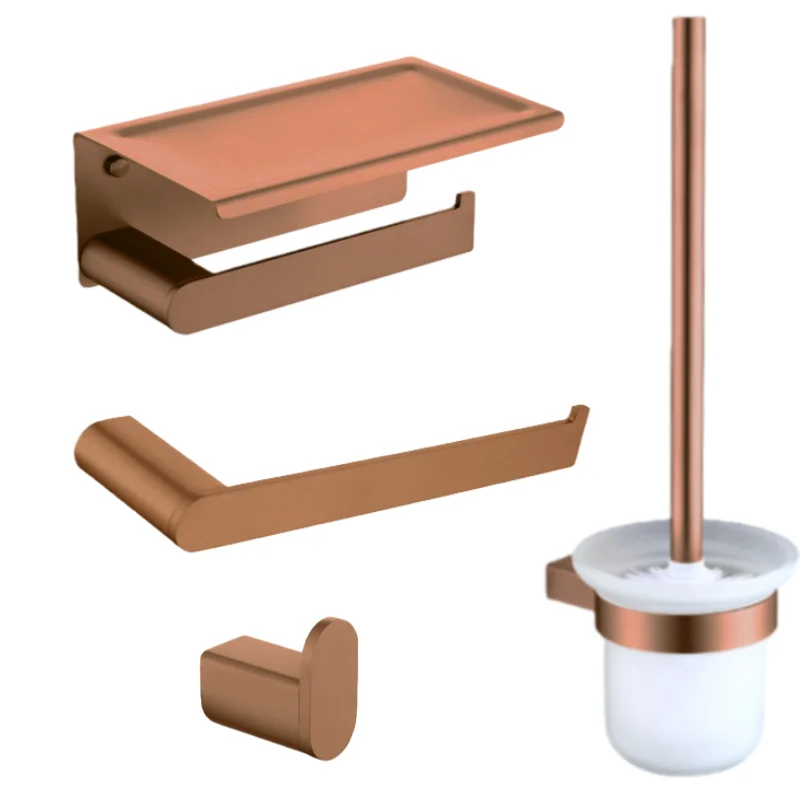Brushed Rose Gold Bathroom Hardware 304 Stainless Steel Towel Rack Toilet Paper Holder Soap Holder Towel Bar Bath Accessories