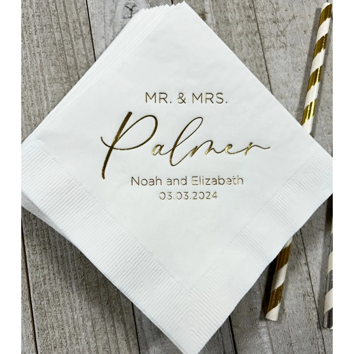 Personalized Mr & Mrs Mr and Mrs Wedding Napkins Custom Monogram Beverage Cocktail Cake Dessert Appetizers Luncheon Dinner Guest