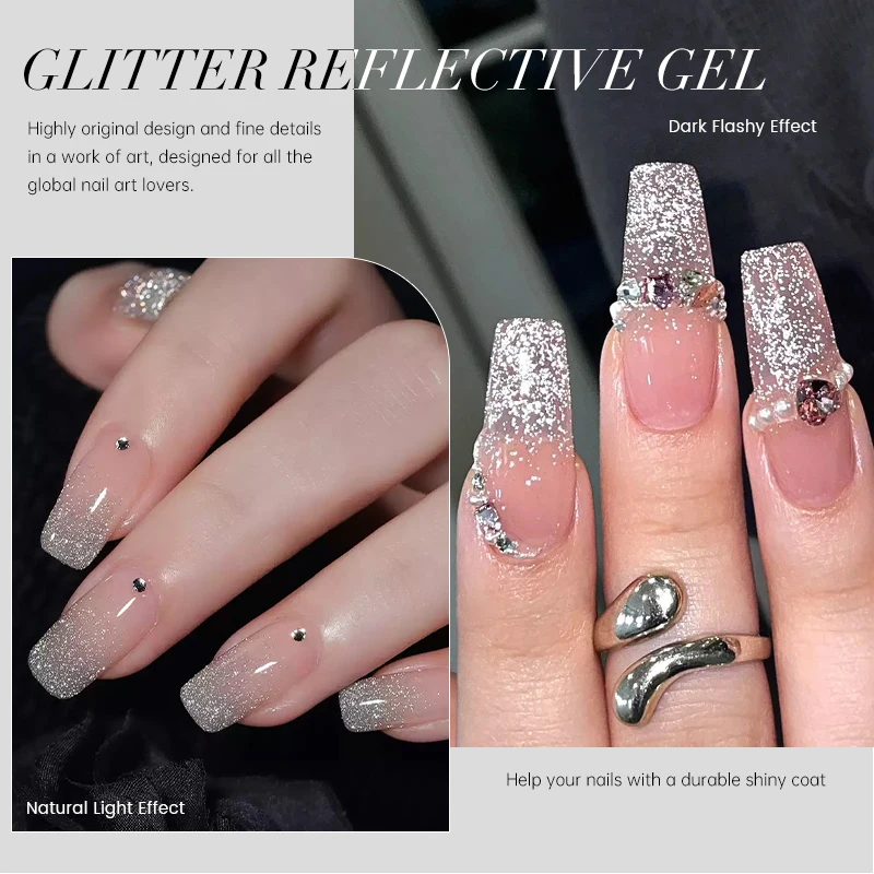 UR SUGAR-Juego de esmaltes de uñas de Gel reflectante con purpurina, Kit de manicura semipermanente brillante, dorado y plateado, para remojar el Gel UV, llamativo y oscuro, 2 uds.