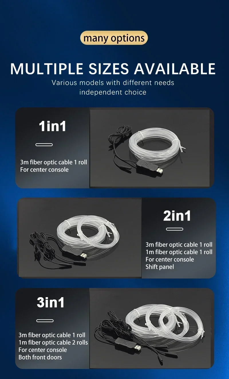 Auto Innen RGB LED Atmosphäre Licht Streifen USB Fiber Optic Neon Unsichtbare Umgebungs Lampe Center Konsole Tür Dekoration Trim – Detail 13