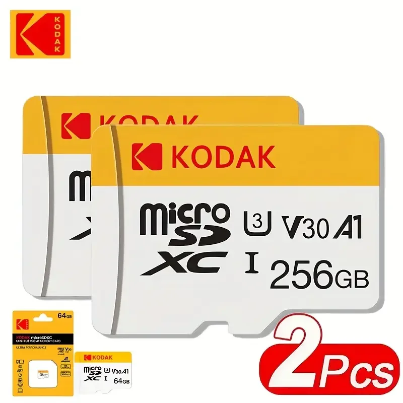 

2pcs Kodak High-Speed Memory Card 32GB/64GB/128GB/256GB Micro SD Cards TF Flash Card for Smartphone PC