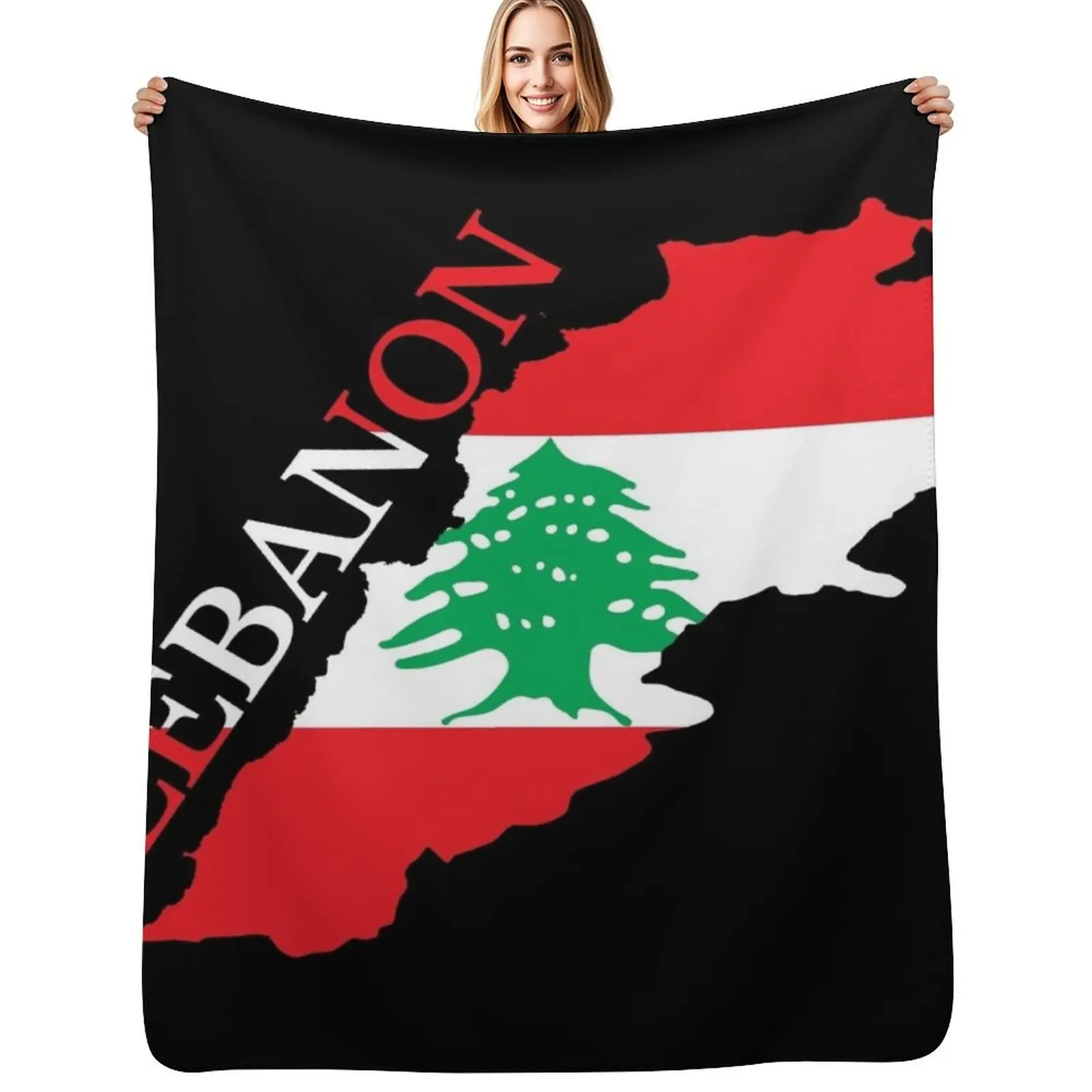 

Lebanon Flag Map Throw Blanket Travel Bed Fashionable Blankets