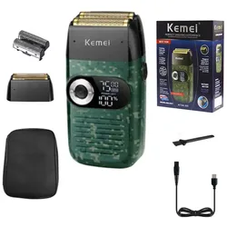 Kemei barber Pro hair electric shaver for men three speed motor beard wet dry electric razor washable bald head shaving machine