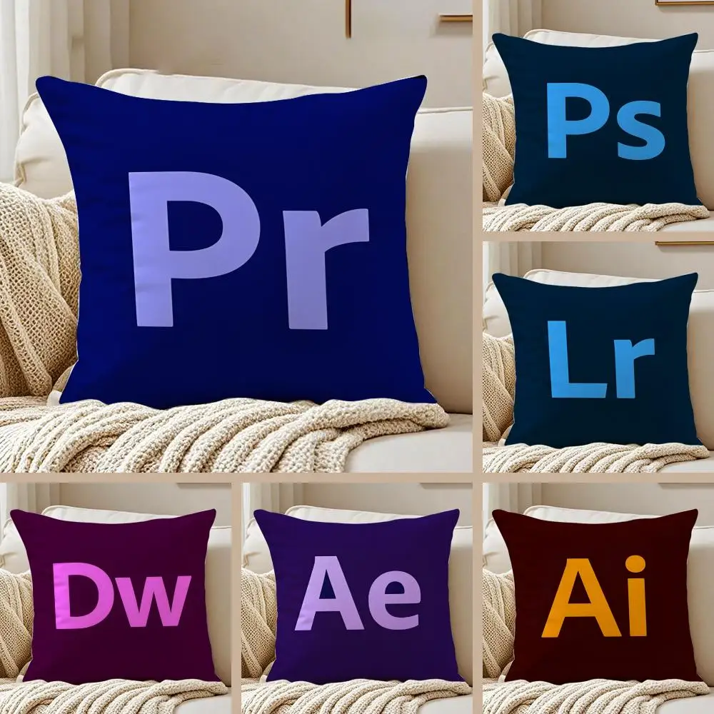 Software Company Adobe Cushion Cover Pillowcase Anti-dustmite Invisible Zipper Short Plush Sofa Cushion