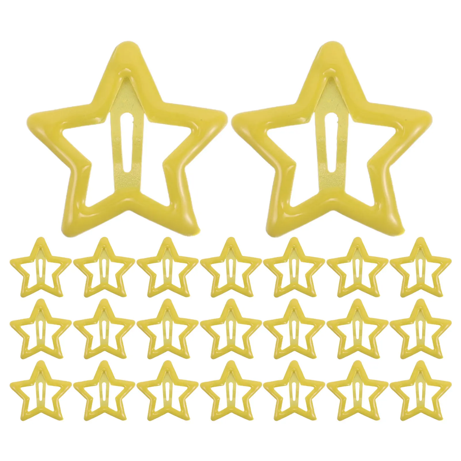 

30Pcs Star Hair Clips Bright Yellow Metal Snap Small Decorative Mini Barrettes for Girls Women Stylish Hair Accessories