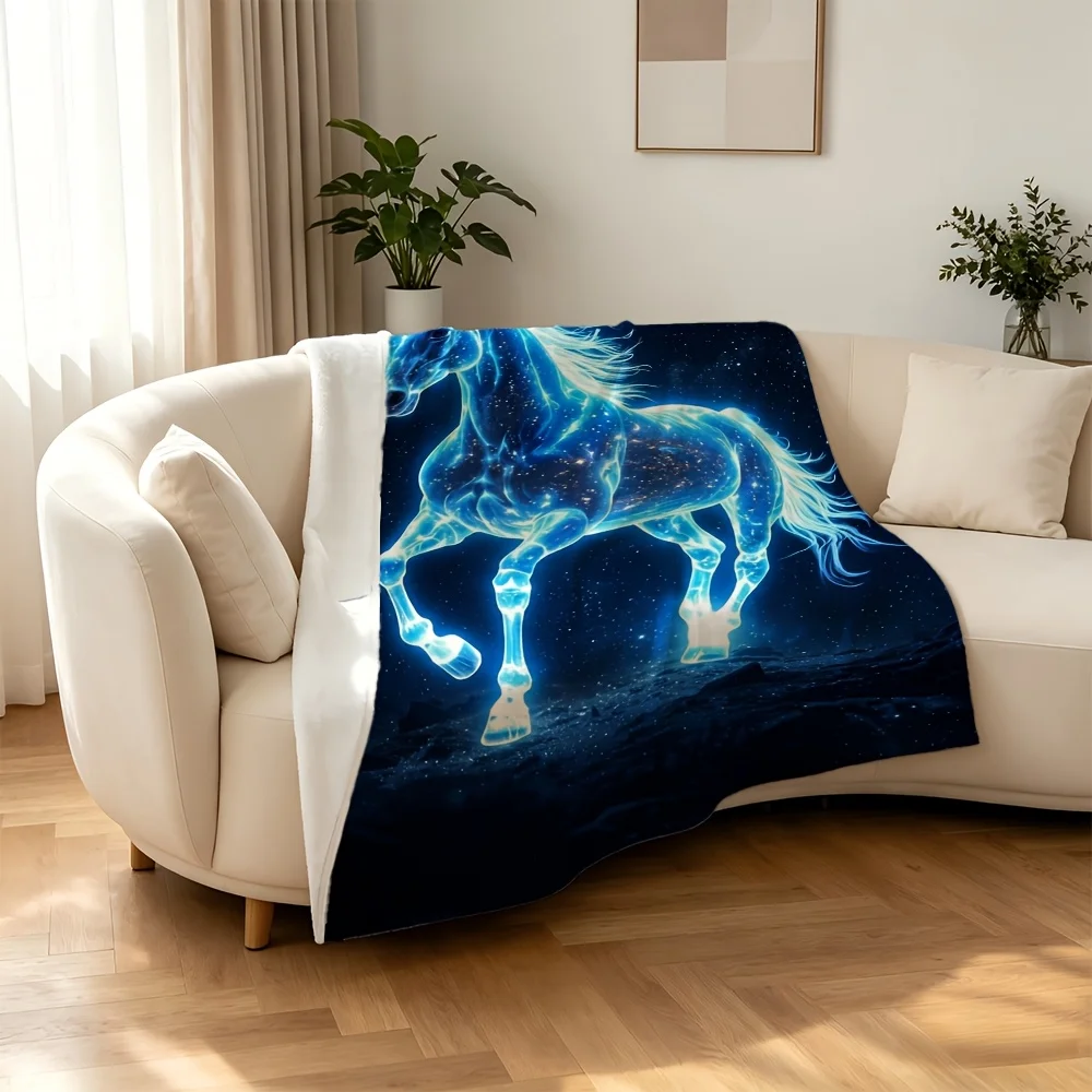 Large Galaxy Horse Tapestry Cosmic Celestial Blue Stars Fantasy Pegasus Wall Hanging Throw Blanket 150x200cm