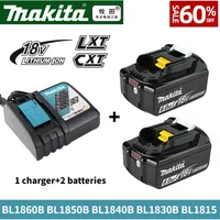 Original Makita 18v battery BL1860 BL1850B BL1850 BL1840 BL1830 Screwdriver Battery & Charger Replacement Power Tool Batteries.