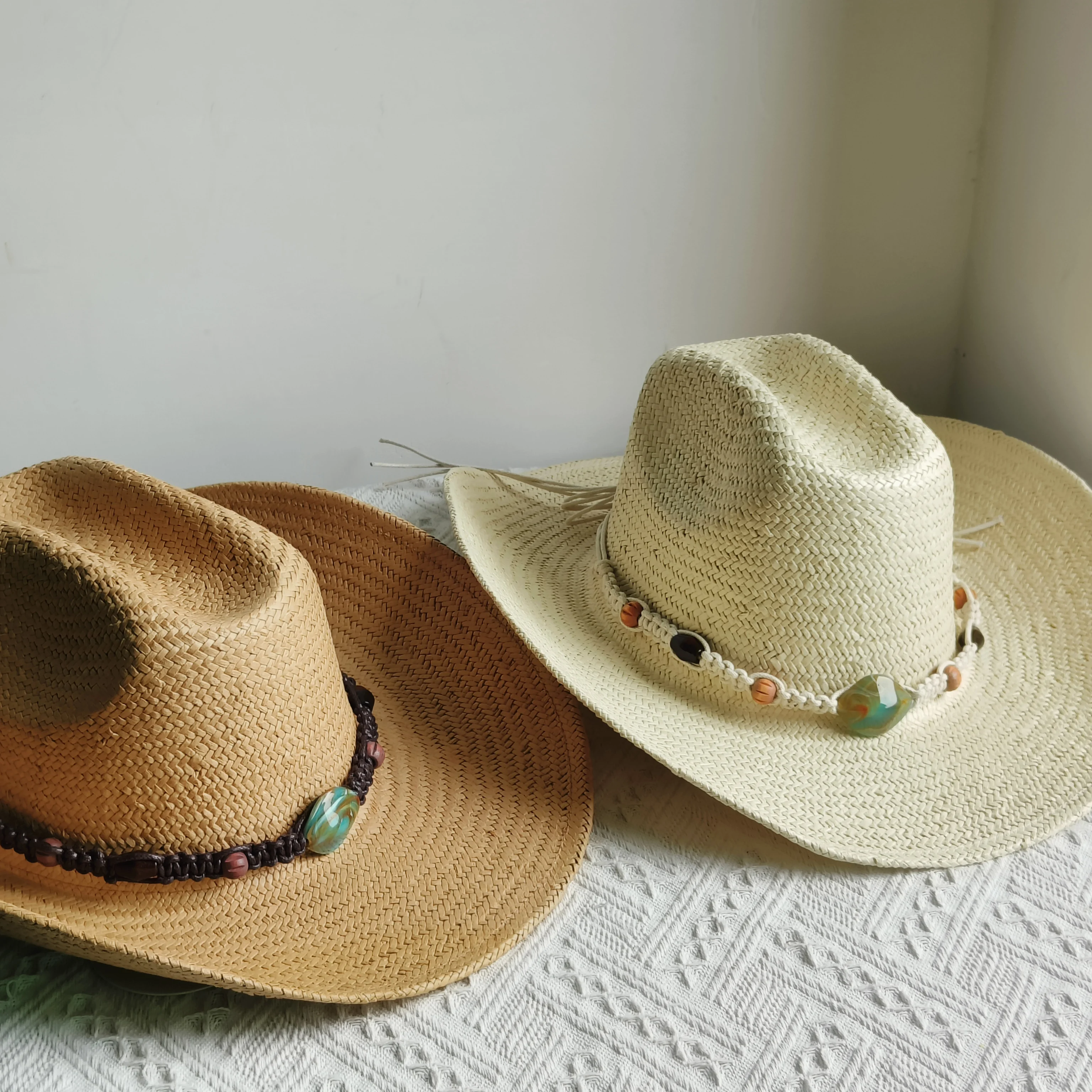 

Western Cowboy Straw hat women Fashion Large brim cowboy hat basin outdoor travel sun protection straw hat sombrero vaquero