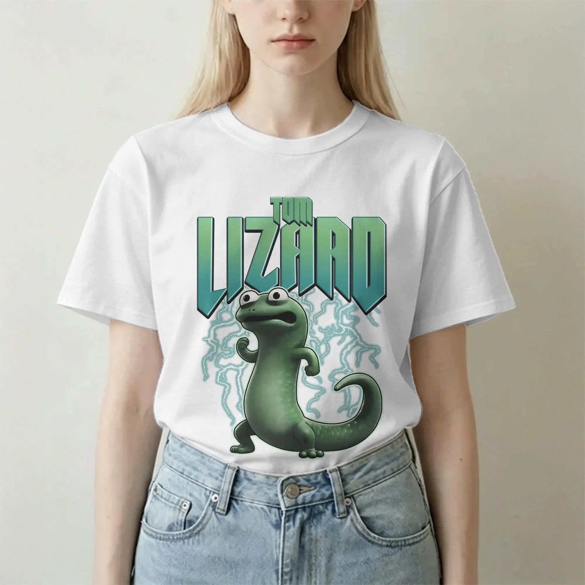 Hoppers Tom Lizard Retro Cartoon  T Shirt Men Women's Pure Cotton Casual T-Shirts Round Neck  Tees Short Sleeve Tops Party
